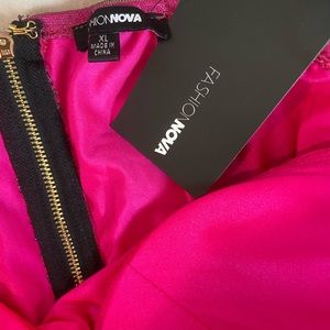 Fashion Nova Electric Vibes hot pink mesh dress